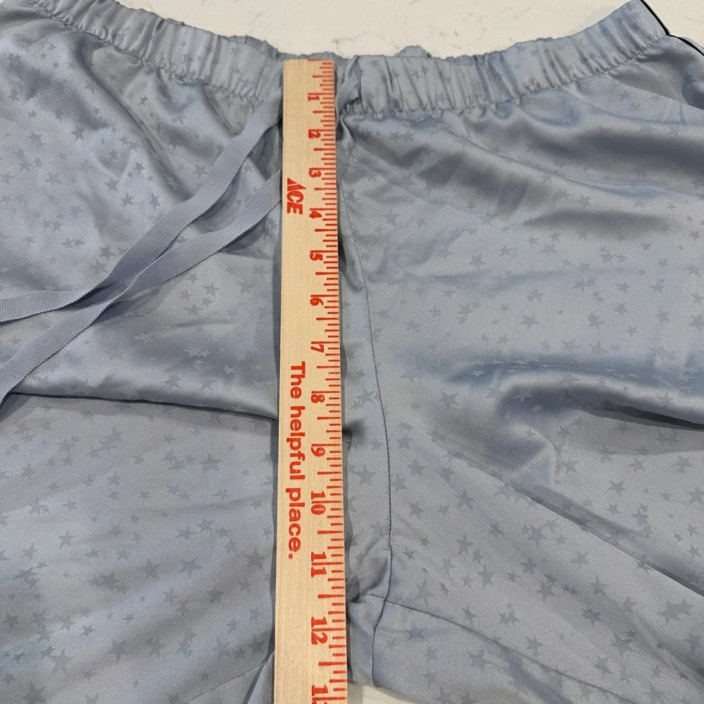Victoria's Secret Blue Star Satin Wide Leg Pajama Pants Large Lounge Sleepwear